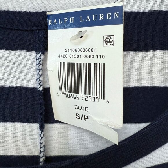 POLO RALPH LAUREN Maxi Tshirt Dress Small Navy Blue Stripe Preppy Nautical NWT - Picture 7 of 12